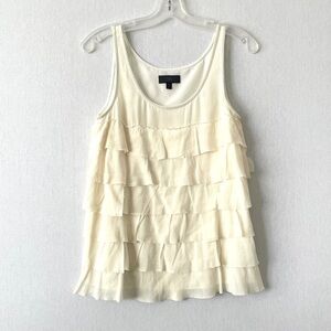 Banana Republic Silk Ivory Cream Ruffle Tank Top
